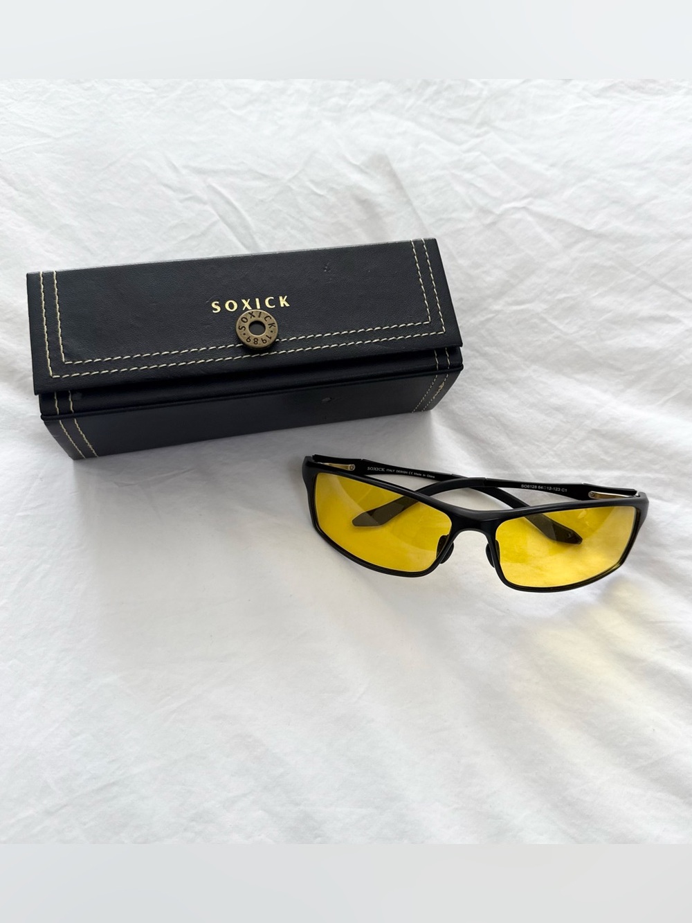 SOXICK Yellow Lens Night Driving Glasses Polarized Black Frame w/ Case